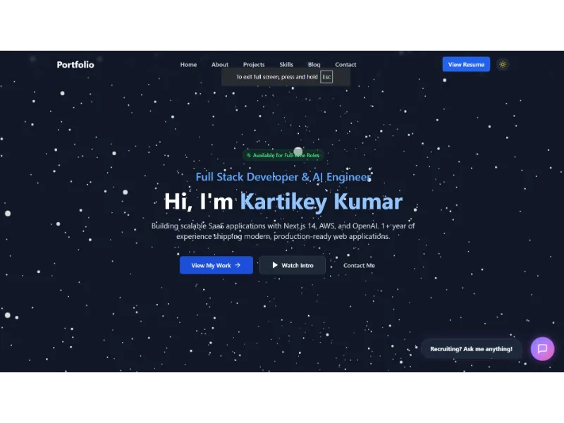 Kartikey Kumar | Full Stack Developer & AI Engineer